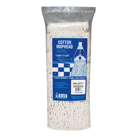 Elite Mops & Brooms Elite Mops and Brooms No 24 Cut End Cotton Mop Refill 1 pk 108-32PLY-#24